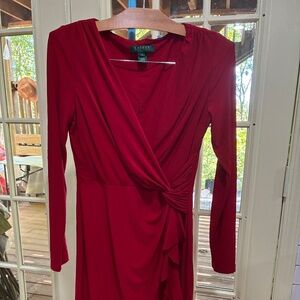 LIKE NEW > LAUREN - RALPH LAUREN long sleeve dress - size 8 - red